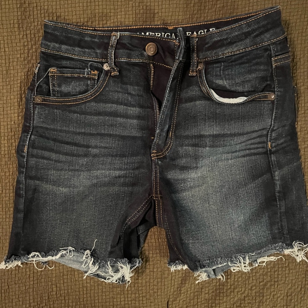 American Eagle Outfitters Black Jean Shorts Distressed Style